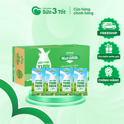STTT NutiMilk Có Đường - 180ml - 1 Thùng 48 Hộp