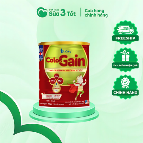 Sữa Bột Colos Gain Tăng Cân 1+ (Từ 1-10 Tuổi) - Lon 800G