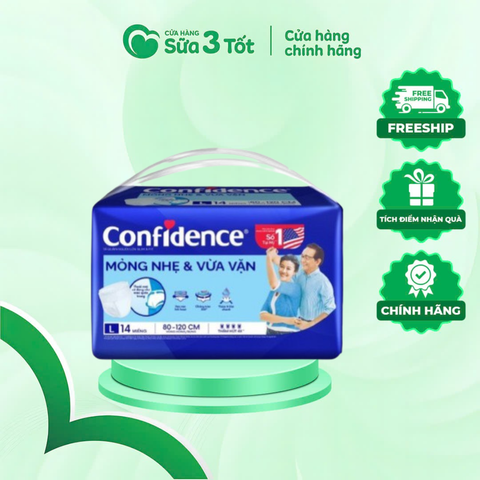 Bỉm Người Lớn Confidence - Quần - L14+2 - (Vòng Hông Từ 80-120Cm)