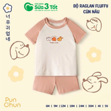 BR2501-06M Bộ Cộc Tay Raglan Fluffy Cún Nâu (6M+) - Pun Chun