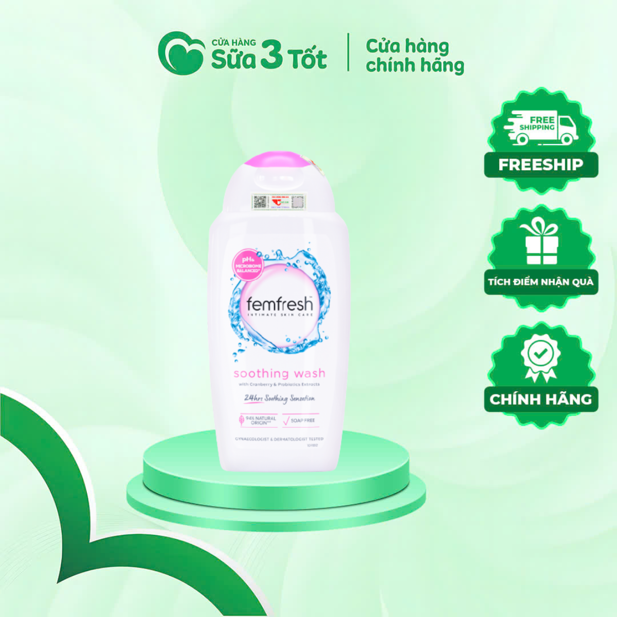 Dung Dịch Vệ Sinh Cao Cấp Femfresh Soothing Wash - 250ml
