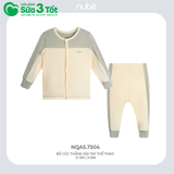 Bộ Sơ Sinh Dài Tay Cúc Thẳng Thể Thao (3-6M) - Nubé