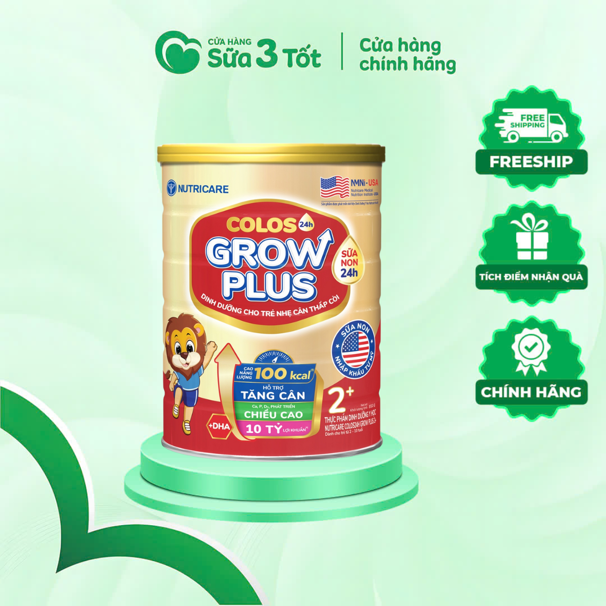 Sữa Bột Colos Grow Plus - Sữa Non 24H Số 2+ (2-10 Tuổi) - 850G