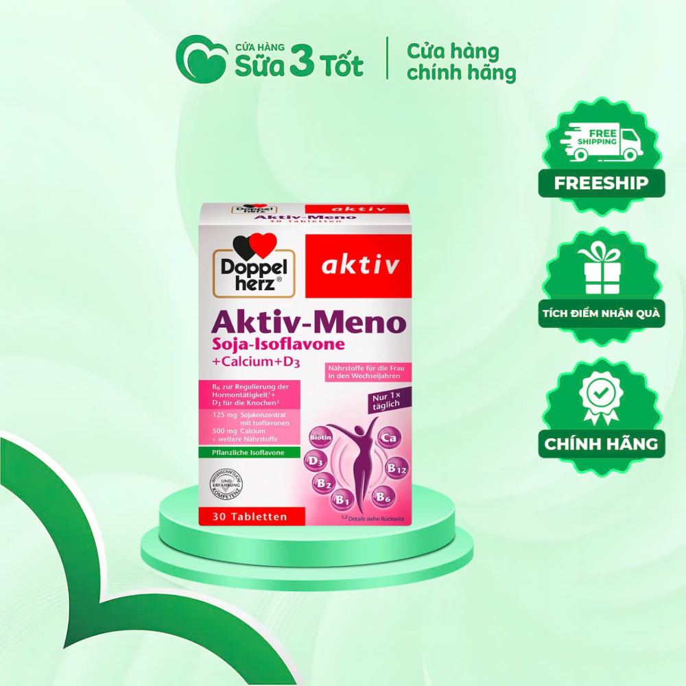 Viên Uống Aktiv-Meno Cân Bằng Nội Tiết Tố Doppel Herz - Đức - Hộp 30 Viên