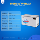  Tủ Trữ Đông Âm Sâu (Cá Ngừ), Dung Tích 400L, Âm 50°C LASSELE LOC-521F 