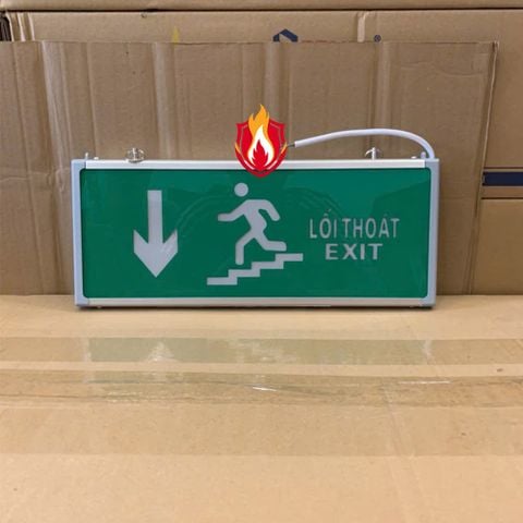 Đèn Exit xuống cầu thang (Tem kiểm định)