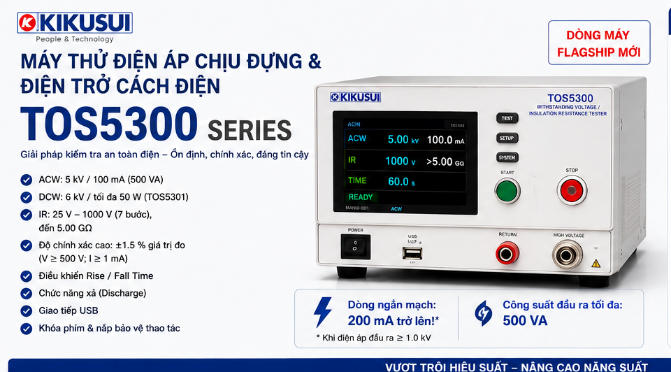 Máy Kiểm Tra Chịu Điện Áp AC/DC Kikusui TOS5301 Chính Hãng | TN Tech