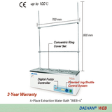 Bể chiết ổn nhiệt DAIHAN WEB - 4/6/8 vị trí, kèm bộ nắp vòng tròn đồng tâm và khung giữ, điều khiển Fuzzy kỹ thuật số, đến 100℃, ±0,2℃