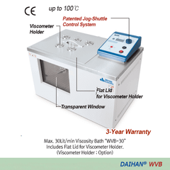 Bể ổn nhiệt đo độ nhớt chính xác kỹ thuật số DAIHAN WVB-30 - dùng cho 5 nhớt kế, lưu lượng tối đa 30 Lít/phút, đến 100℃, ±0,1℃, có cửa quan sát