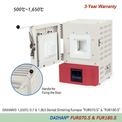 Lò thiêu kết nha khoa DAIHAN™ 1.650℃ 0,7 & 1,8 Lít “FUR070.S” & “FUR180.S”, kèm đĩa sợi gốm, gia nhiệt hai bên để cố định chắc chắn phục hình, thanh gia nhiệt lộ, thời gian gia nhiệt ngắn, cách nhiệt chất lượng cao: tấm sợi gốm