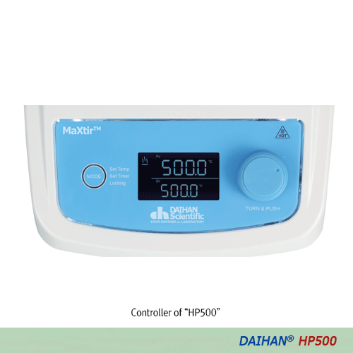 Bếp điện nhiệt độ cao DAIHAN HP500 - mặt gốm thuỷ tinh 200×200 mm, đến 500℃, điều khiển phản hồi kỹ thuật số núm Jog-Dial