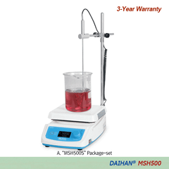 Bếp khuấy từ gia nhiệt nhiệt độ cao DAIHAN MSH500 - mặt gốm thuỷ tinh 200×200 mm, 80~1.500 rpm, đến 500℃, điều khiển phản hồi kỹ thuật số