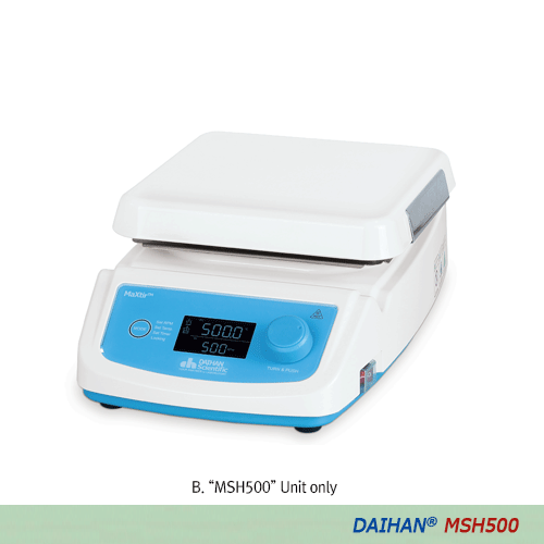 Bếp khuấy từ gia nhiệt nhiệt độ cao DAIHAN MSH500 - mặt gốm thuỷ tinh 200×200 mm, 80~1.500 rpm, đến 500℃, điều khiển phản hồi kỹ thuật số