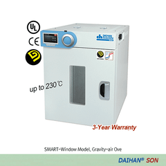 Tủ sấy đối lưu tự nhiên thông minh DAIHAN SON - 32/50/105/155 Lít, vùng gia nhiệt 3 mặt, bộ điều khiển Smart-Lab™ cảm ứng 4 inch, Fuzzy-PID, dịch vụ WiRe™, đến 230℃, ±0,5℃, có bản cửa sổ quan sát SON-W105/W155