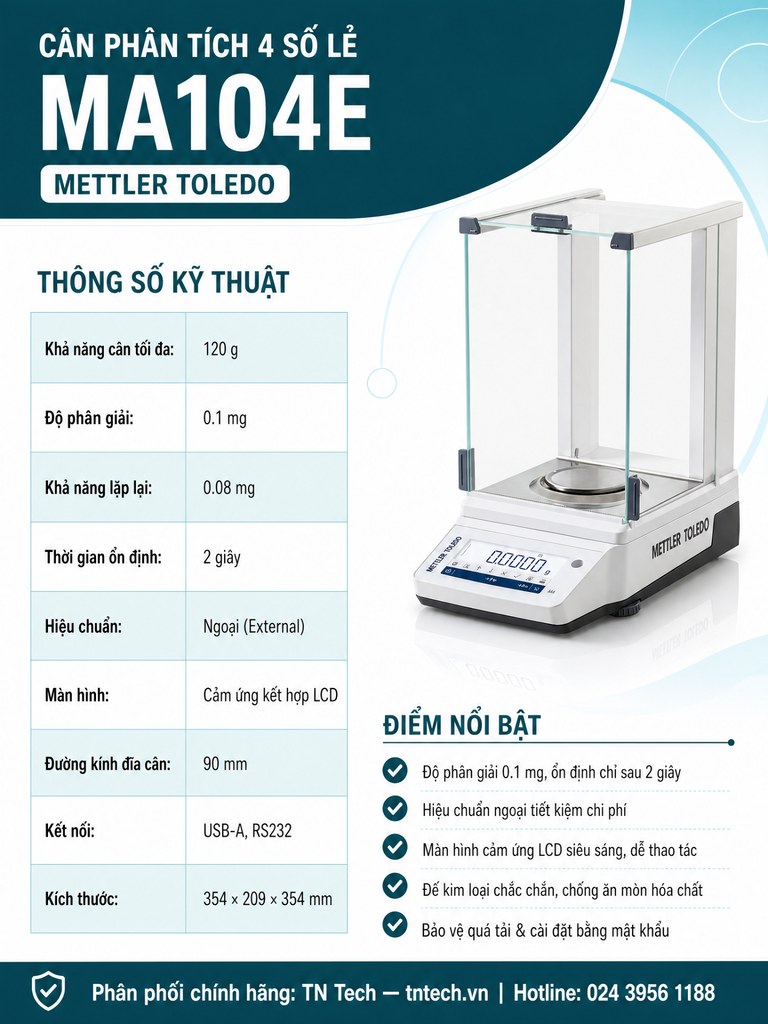 Cân Phân Tích Mettler Toledo MA104E 120g x 0.1mg Giá Tốt | TN Tech