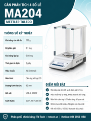 Cân Phân Tích 4 Số Lẻ Mettler Toledo MA204 220g Chính Hãng | TN Tech