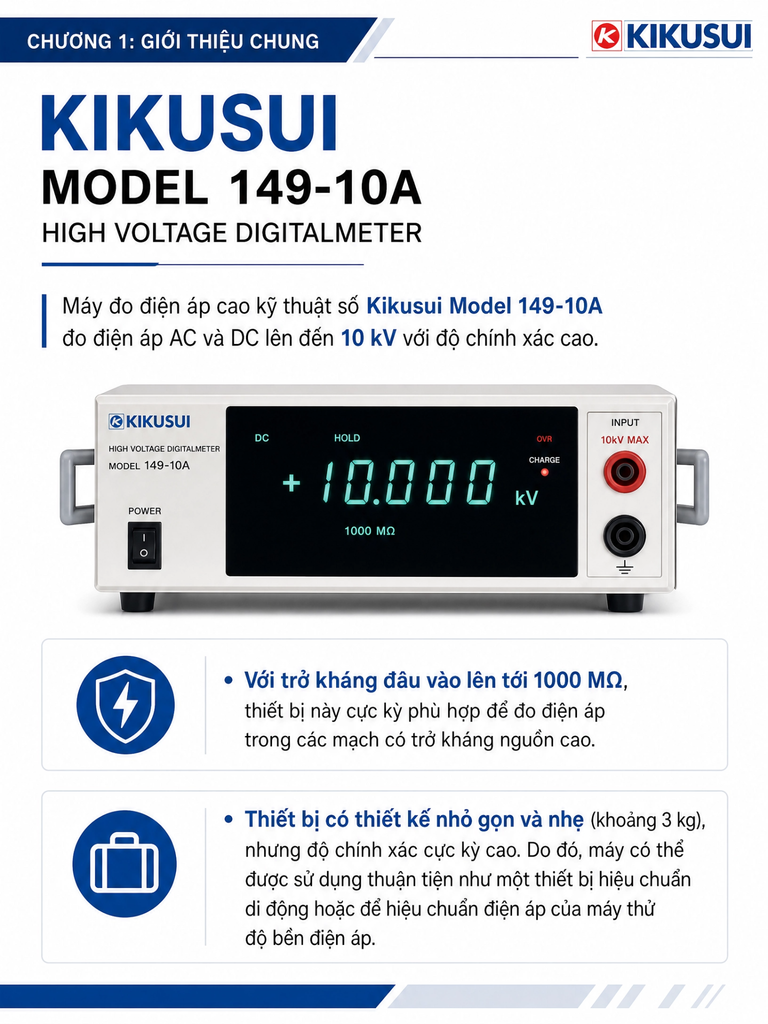 Kikusui 149-10A – Vôn Kế Kỹ Thuật Số Đo Điện Áp Cao Chính Xác