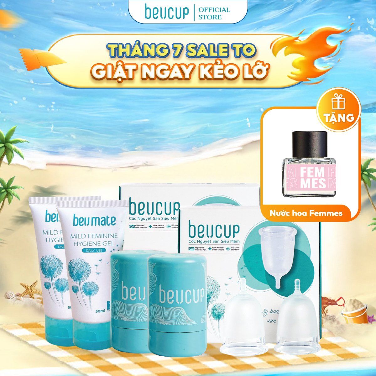 Combo 2 bộ Cốc nguyệt san Silicone y tế BeUCup - CNS002 