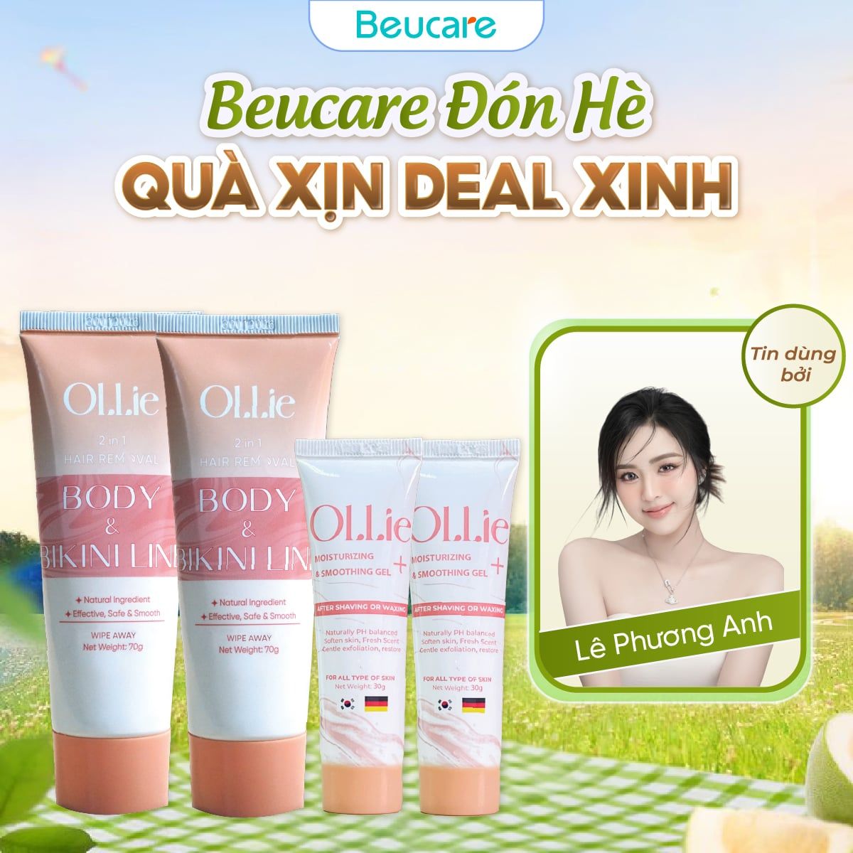  Combo 2 Kem tẩy lông Ollie và 2 Gel dưỡng da Ollie 