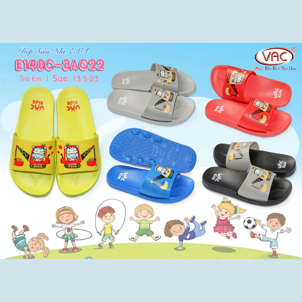  Dép Trẻ Em Nhí Họa Tiết Xe Cẩu E148C-3A022 (Size 13.5 - 15) 