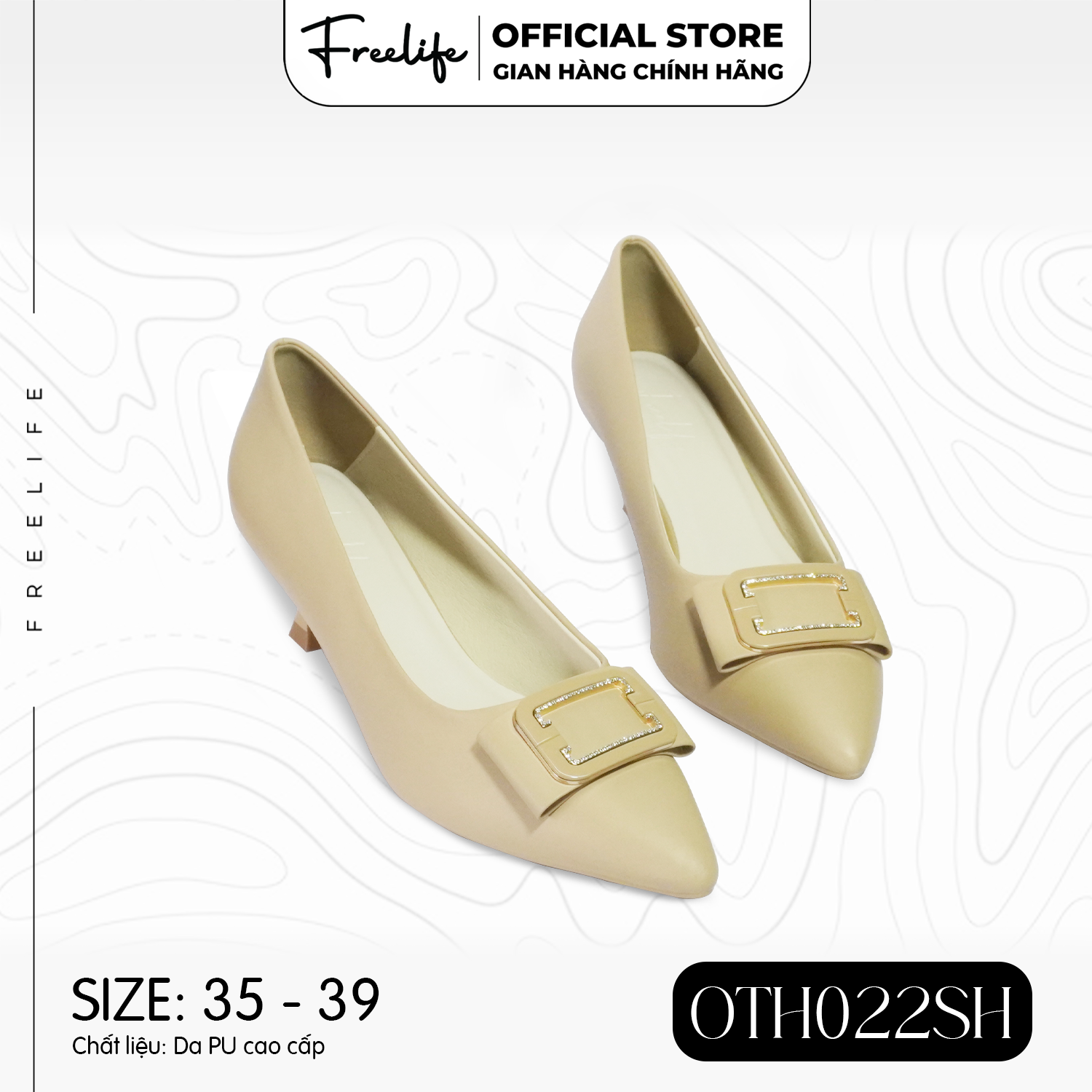  Giày Cao Gót Bít Mũi Nhọn Khóa Chữ Nhật Gót Nhọn 5P - OTH022SH-VA9893 