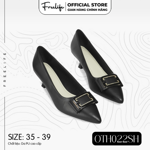 Giày Cao Gót Bít Mũi Nhọn Khóa Chữ Nhật Gót Nhọn 5P - OTH022SH-VA9893 