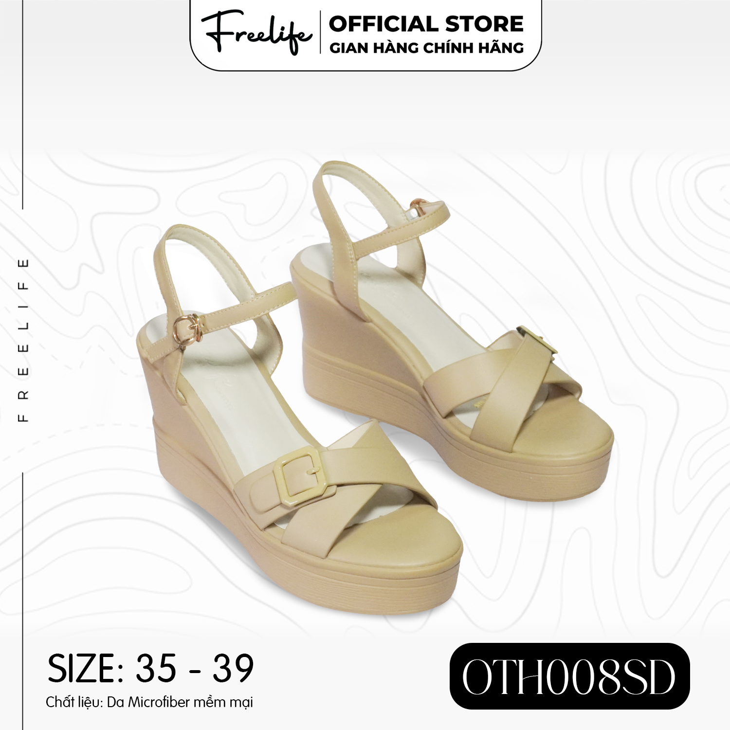  Giày đế xuồng OTH008SD quai chéo cao 9cm - VA10025 