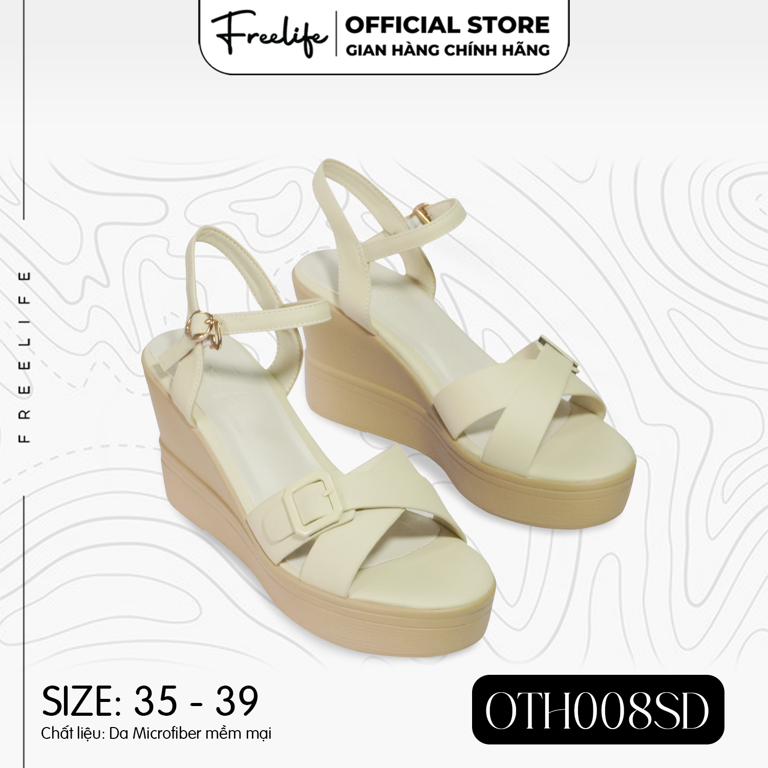  Giày đế xuồng OTH008SD quai chéo cao 9cm - VA10025 