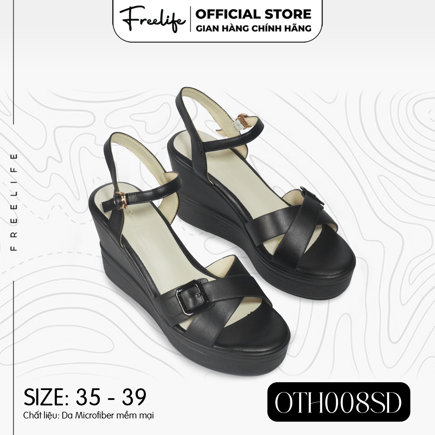  Giày đế xuồng OTH008SD quai chéo cao 9cm - VA10025 