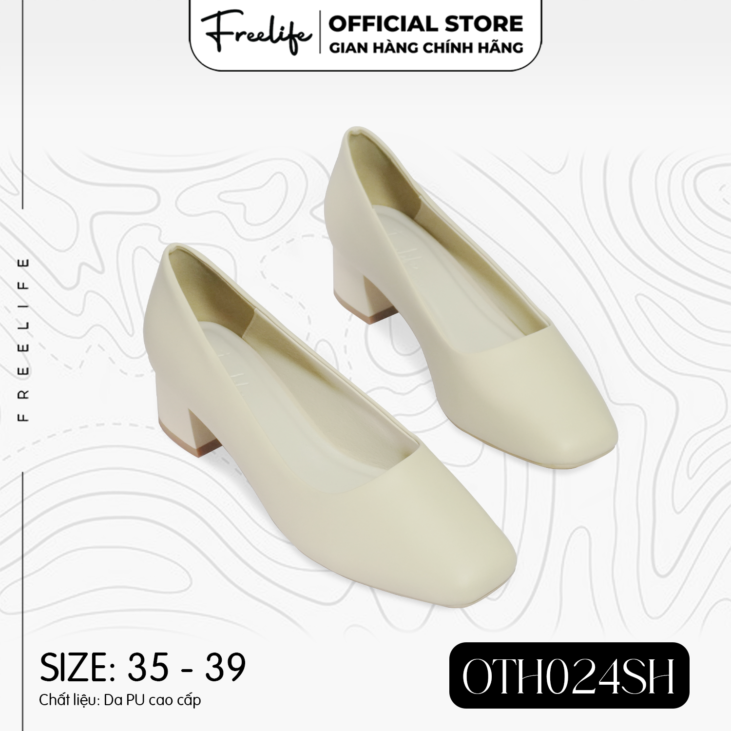  Giày Cao Gót Nữ Bít Mũi Vuông Đế Vuông OTH024SH - VA9657 