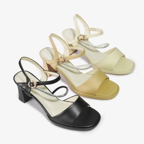  SANDAL NỮ QUAI NGANG DÂY KIM TUYẾN ĐẾ VUÔNG 7P - OTH001SD (VA9960) 