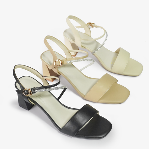  SANDAL NỮ QUAI NGANG QUAI HẬU CÓ KIM TUYẾN ĐẾ VUÔNG 6P OTH007SD-VA9587 