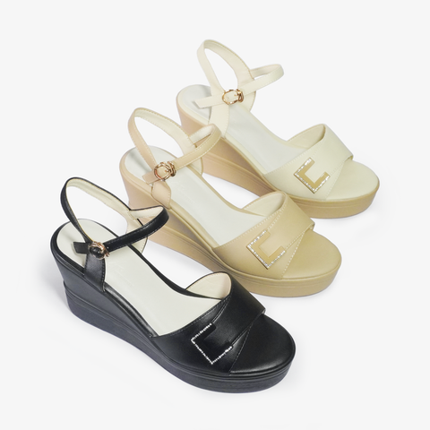 SANDAL NỮ QUAI CÓ KHÓA KIM TUYẾN ĐẾ XUỒNG 9P OTH009SD - VA10023 