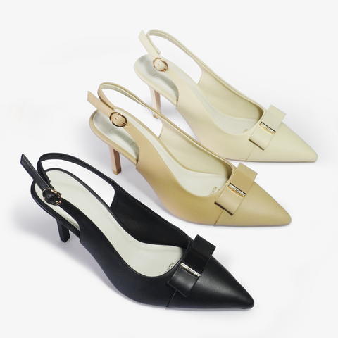  SANDAL NỮ MŨI NHỌN KHOA NƠ CHỮ G 8P OTH014SD-VA9866 