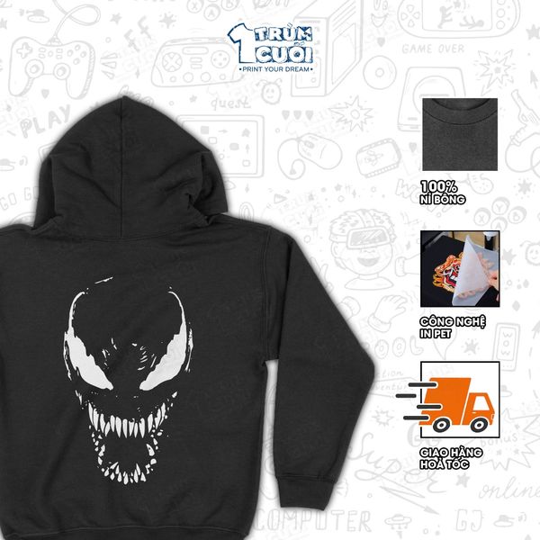  Áo hoodie Venom, Trùm Cuối Marvel, Nỉ Bông 100% Unisex nam nữ 0005 