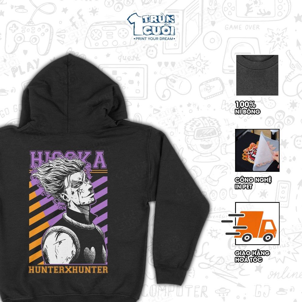  Áo hoodie Hunter × Hunter: Hisoka Morow, Trùm Cuối Anime, Nỉ Bông 100% Unisex nam nữ 0004 