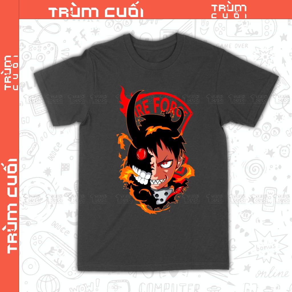  Áo thun Shinra - Fireforce, Trùm Cuối Anime, Unisex Cotton 100% 4 màu nam nữ 0590 