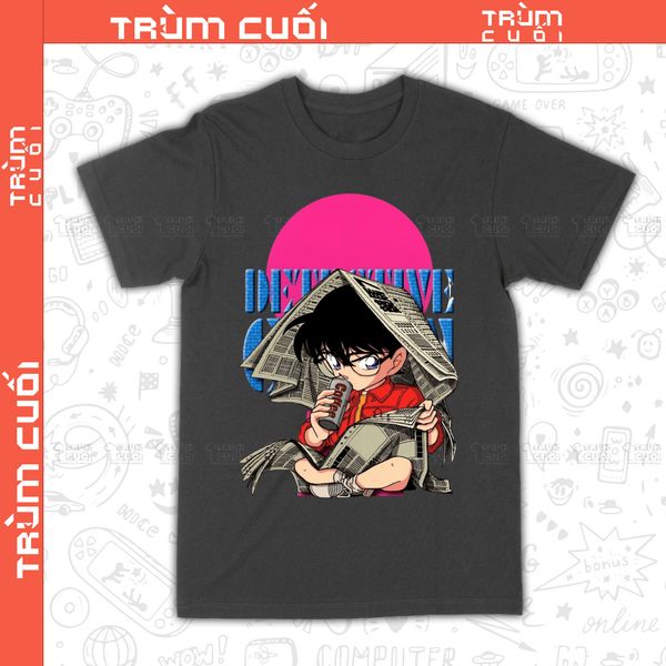  Áo thun Edogawa Conan , Trùm Cuối Anime, Unisex Cotton 100% 4 màu nam nữ 0519 