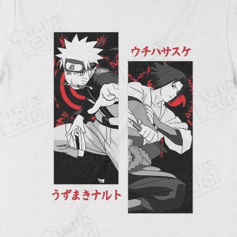  Áo thun Naruto v. Sasuke, Trùm Cuối Anime, Unisex Cotton 100% 4 màu nam nữ 0008 