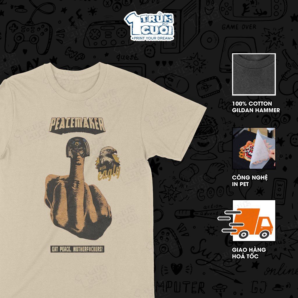  Áo thun Peacemaker - DC, Trùm Cuối Cine, Unisex Cotton 100% 2 màu nam nữ 0523 