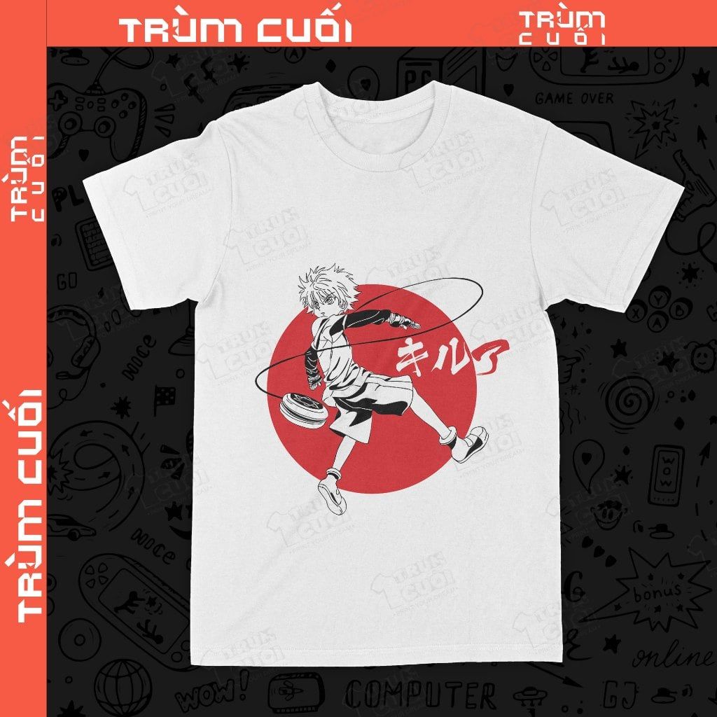  Áo thun Hunter × Hunter: Killua Zoldyck, Trùm Cuối Anime, Unisex Cotton 100% 4 màu nam nữ 0003 