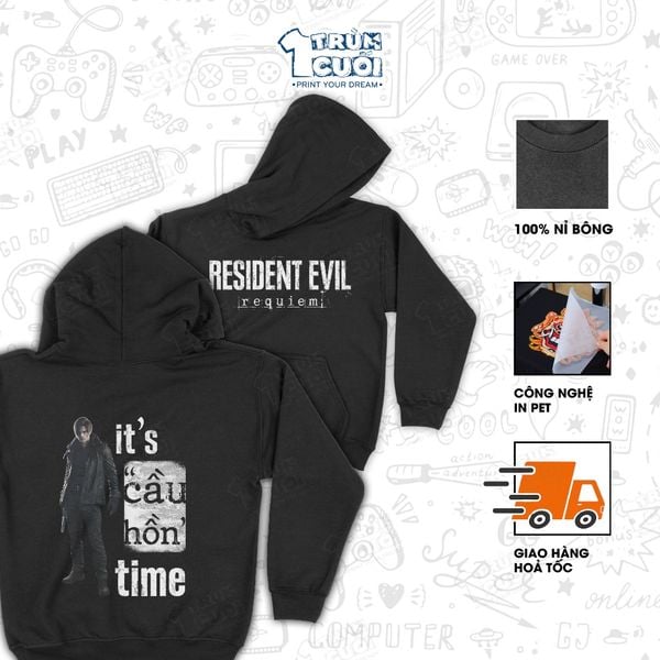  Áo hoodie 2 mặt Leon - Resident Evil Requiem, Trùm Cuối Game, Unisex Nỉ bông 100% 2 màu nam nữ 0540 