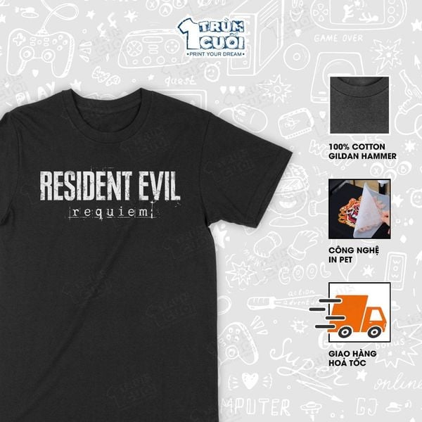  Áo thun 2 mặt Leon - Resident Evil Requiem, Trùm Cuối Game, Unisex Cotton 100% 2 màu nam nữ 0540 