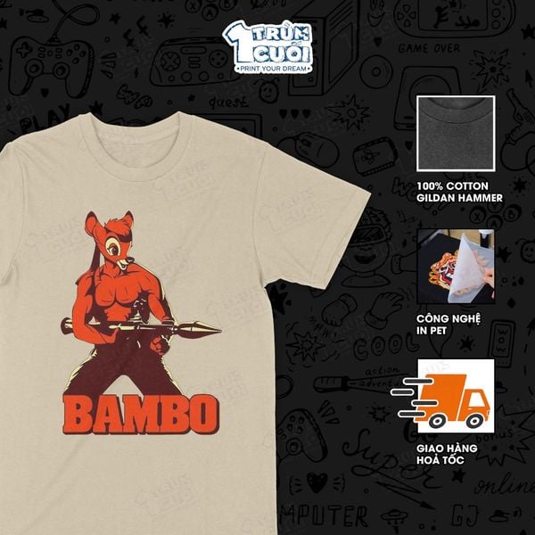  Áo thun Bambi + Rambo, Trùm Cuối Meme, Unisex Cotton 100% 4 màu nam nữ 0517 