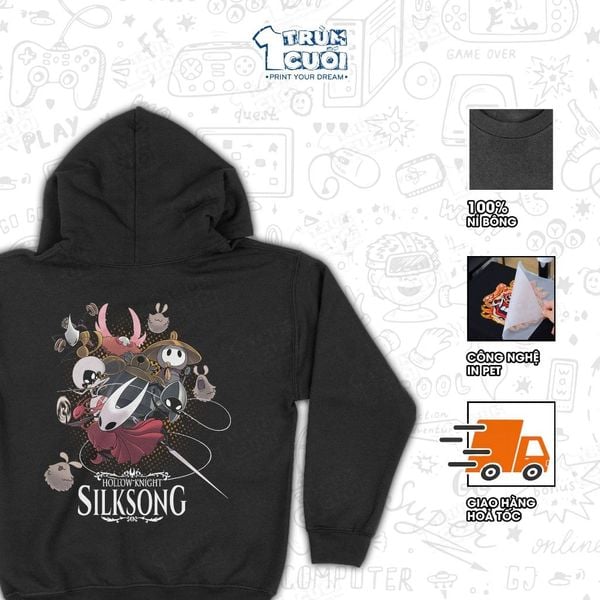  Áo hoodie BST Hollow Knight: Silksong, Trùm Cuối Game, Unisex Nỉ bông 100% 2 màu nam nữ 0525 