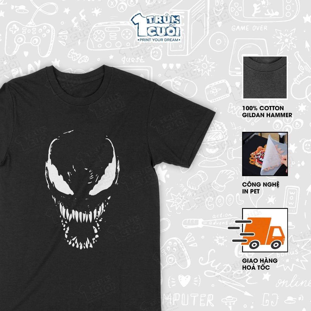  Áo thun Venom, Trùm Cuối Marvel, Unisex Cotton 100% 4 màu nam nữ 0005 