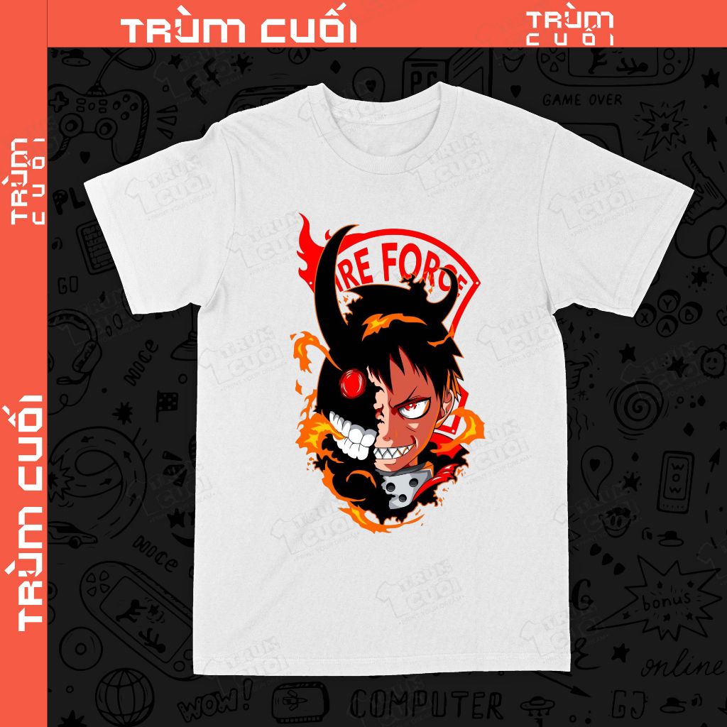  Áo thun Shinra - Fireforce, Trùm Cuối Anime, Unisex Cotton 100% 4 màu nam nữ 0590 