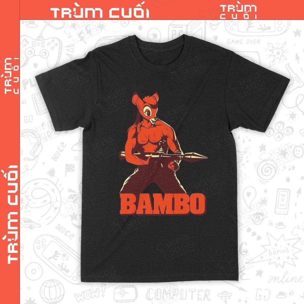  Áo thun Bambi + Rambo, Trùm Cuối Meme, Unisex Cotton 100% 4 màu nam nữ 0517 