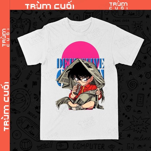 Áo thun Edogawa Conan , Trùm Cuối Anime, Unisex Cotton 100% 4 màu nam nữ 0519 