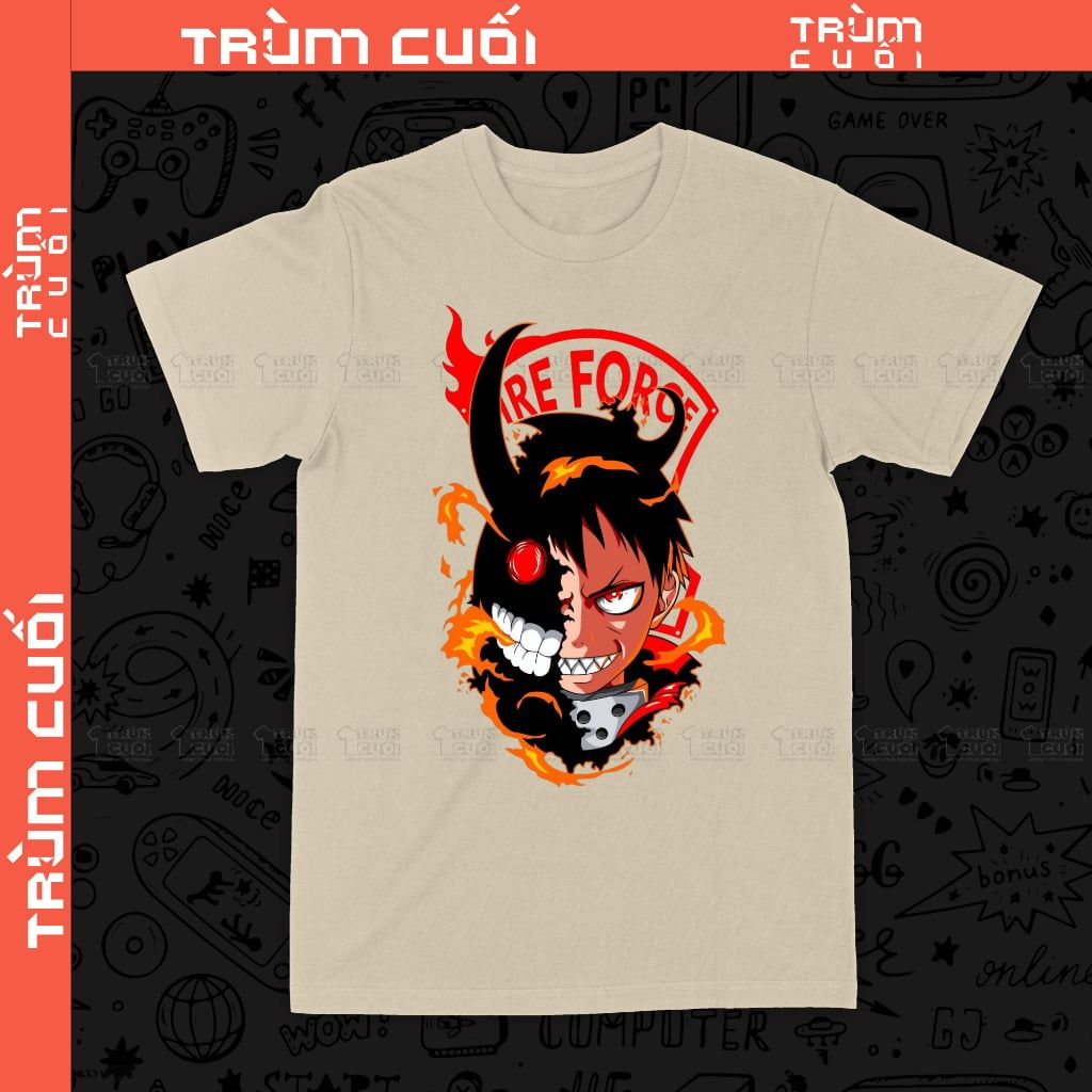  Áo thun Shinra - Fireforce, Trùm Cuối Anime, Unisex Cotton 100% 4 màu nam nữ 0590 